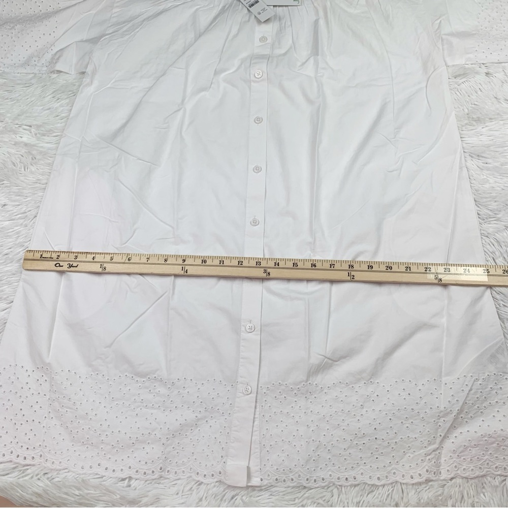 J Crew short sleeve Jolie dress in eyelet cotton poplin‎ button front in white - Picture 8 of 12